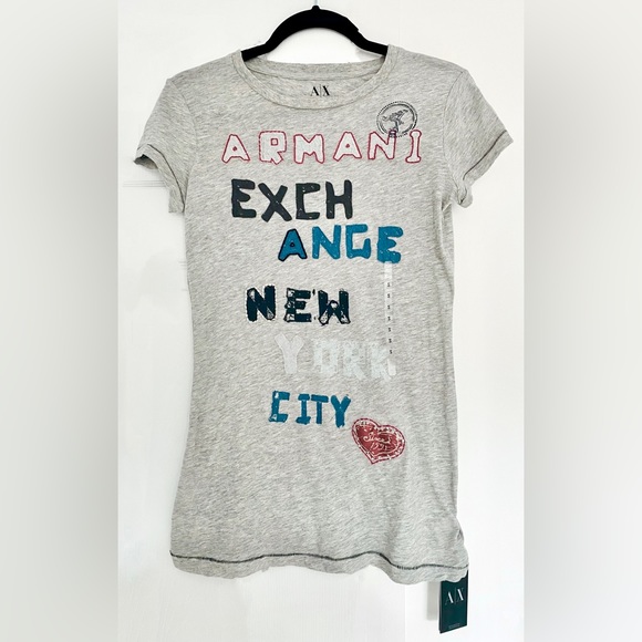 Armani Exchange Tops - Women's Armani Exchange NYC Multicoloured Diamante Logo T-Shirt Size S